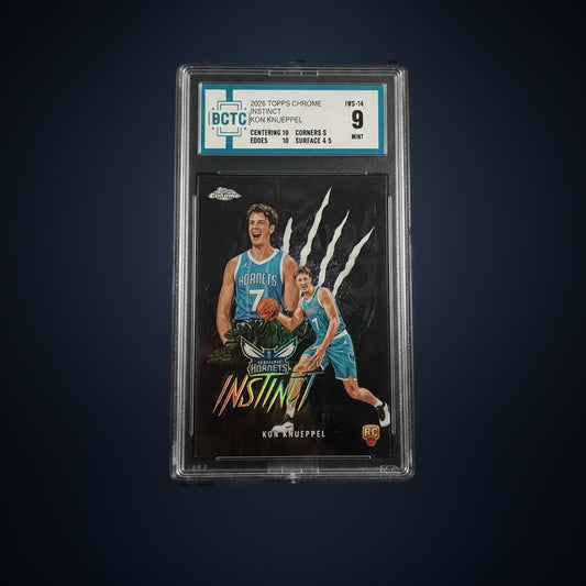2025 Topps Chrome Instinct Kon Knueppel Charlotte Hornets DCTC 9 Mint