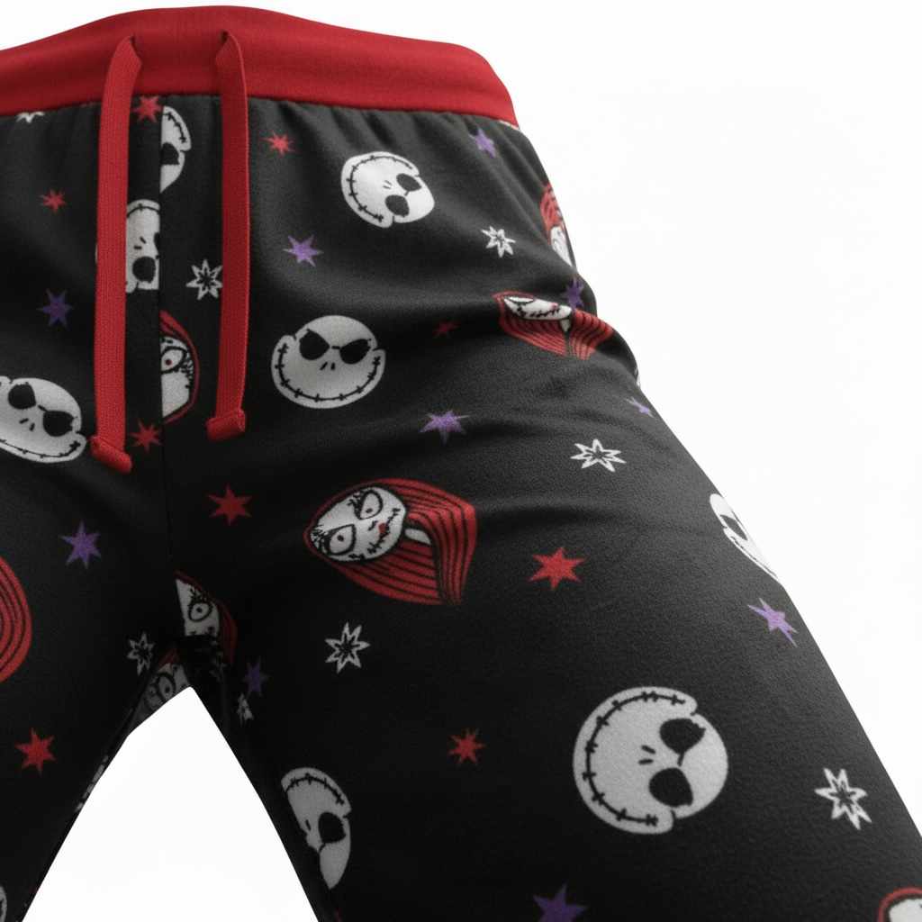 Disney The Nightmare Before Christmas Jack & Sally Allover Print Pajama Pants with Red Drawstring Waist