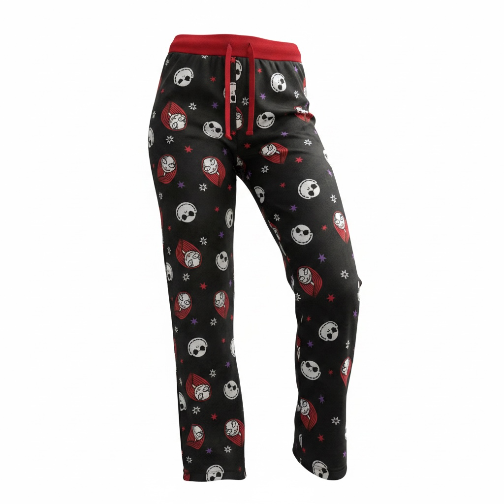 Disney The Nightmare Before Christmas Jack & Sally Allover Print Pajama Pants with Red Drawstring Waist